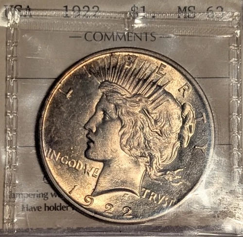 1922 P Peace Dollar MS 63 Gorgeous golden toning #127