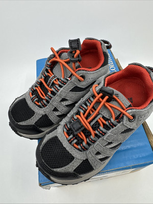 NEW Columbia Boys Hiking Shoes Redmond WATERPROOF Black Sz Flame NO  TIE - Main Image