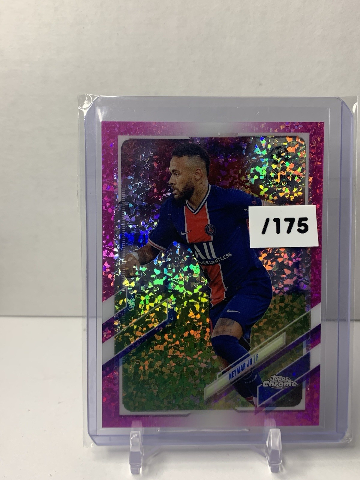 2020-21 Topps Chrome UCL Pink Mini-Diamond Refractor #/175 Neymar Jr #16 PSG