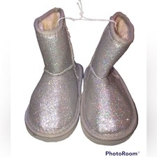 Bobbie Brooks Sz 3 Girls Fur Lined Silver Glitter Winter Boots NEW NWT
