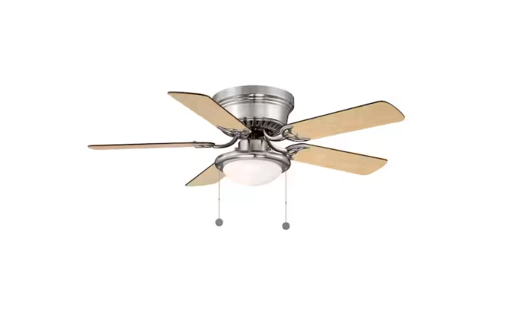 Hampton Bay Hugger 44 in. LED Indoor Brushed Nickel Ceiling Fan with Light Kit - Image 2 of 4