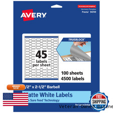 Avery Trueblock Matte White Barbell Labels Su...