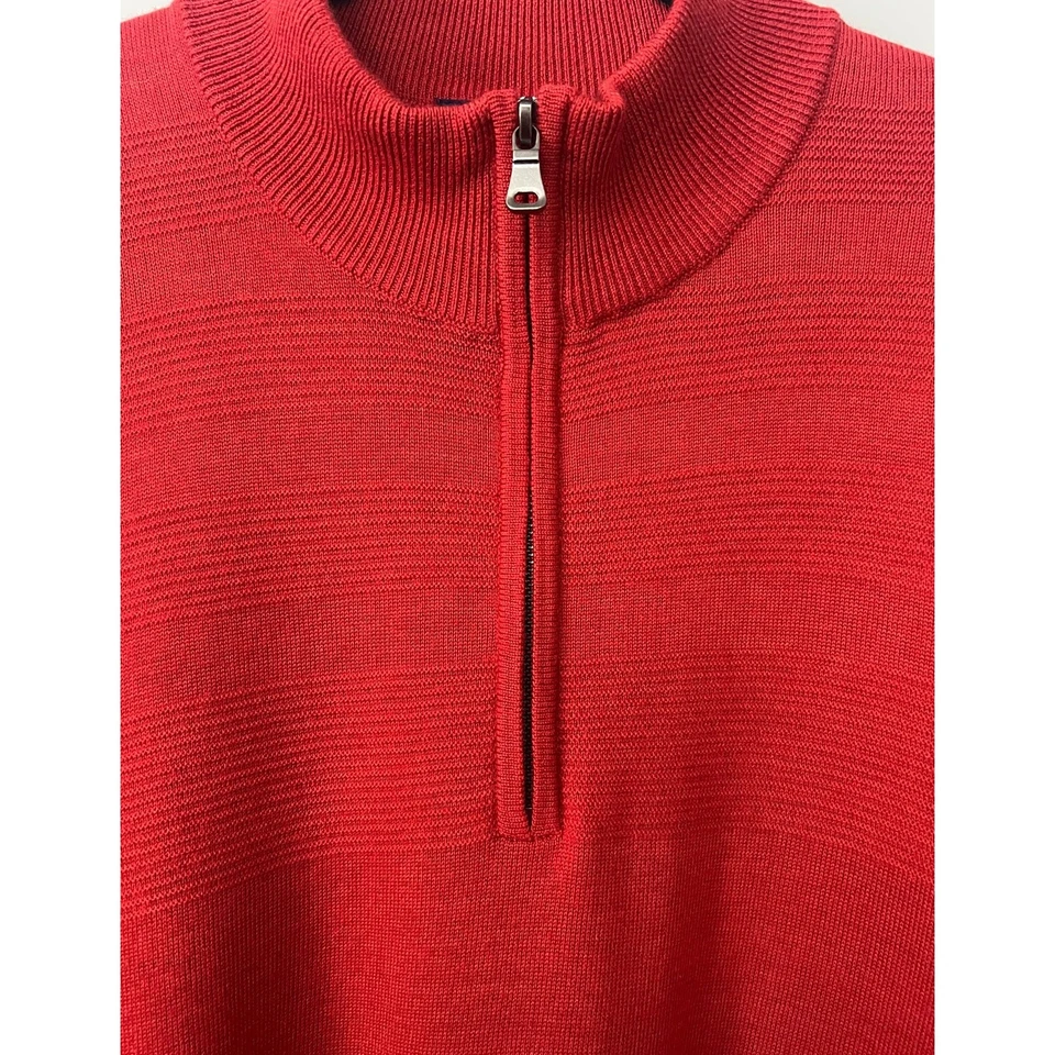 Cutter & Buck Men's 1/2 Zip Merino Wool Blend Sweater Dark Orange Size XL   - Image 2 of 4