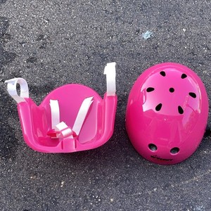 Pink Wipeout Girls Bike Helmet Youth 19.5-20.5” + Doll Seat Bicycle Carrier
