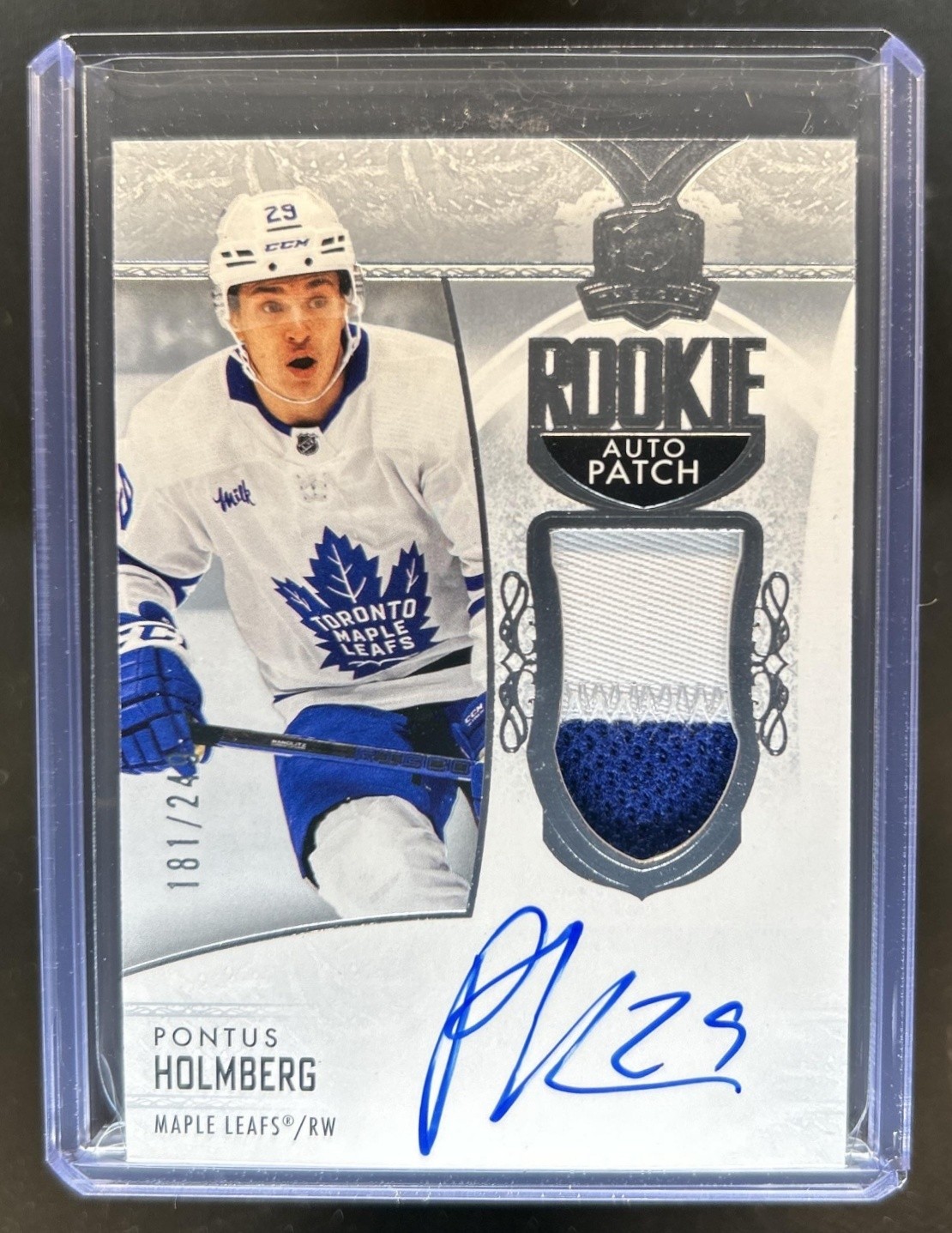 2022-23 Upper Deck The Cup Pontus Holmberg RC Patch Auto #/249 Maple Leafs