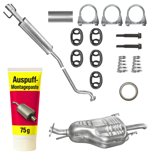 Edex Mitteltopf + Endtopf Auspuff FüR Opel Astra 2 II G Kombi 1.4|1.6 (98-04)-image