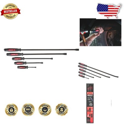 Dominator 5pc Pry Bar Set, Curved, Tool Steel, Rust-Resistant Black Oxide, USA