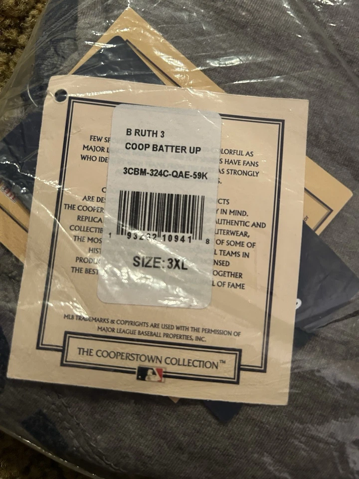 Мужская футболка Yankees Babe Ruth Fanatics коллекция Cooperstown реглан 3/4 slv 3XL новая с ценниками - Изображение 2 из 4