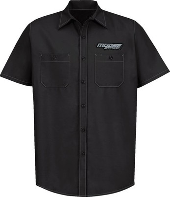 Moose Moose Offroad Shop Mens Button Up Short Sleeve Shirt Black