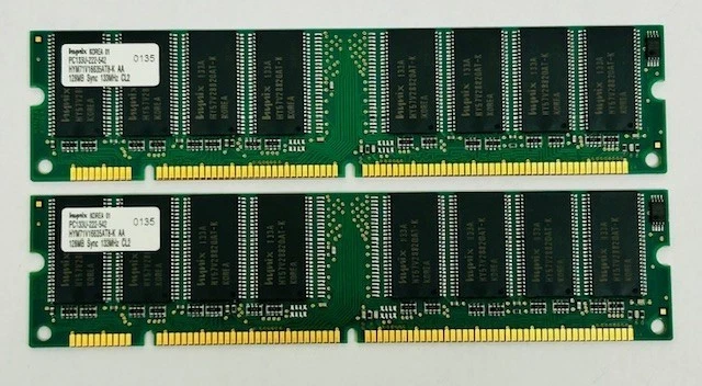 256MB (2 x 128MB) Hynix HYM71V16635AT8-K PC133 133MHz 168-Pin SDRAM Memory Kit - Image 2 of 4