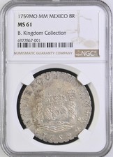8 Reales Grade MS 61 NGC Colonial Mexico Coins (Pre - 1821) for