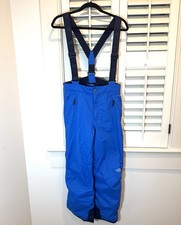 THE NORTH FACE Boys 14/16 Blue EZ Grow Snow Ski Pants Suspenders Small Rip 