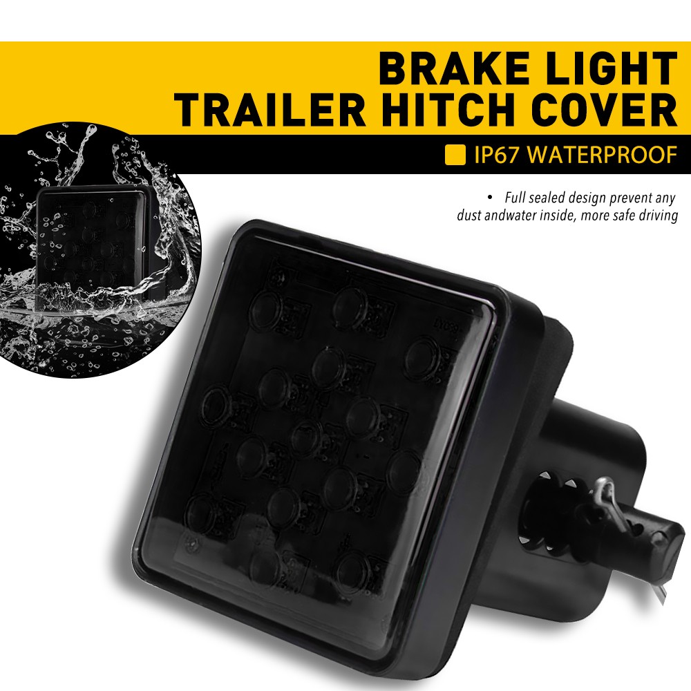 LED TOW RUNNING/BRAKE/REVERSE HITCH LIGHT COVER TRUCK FOR TRAILER 2" RECEIVER EV