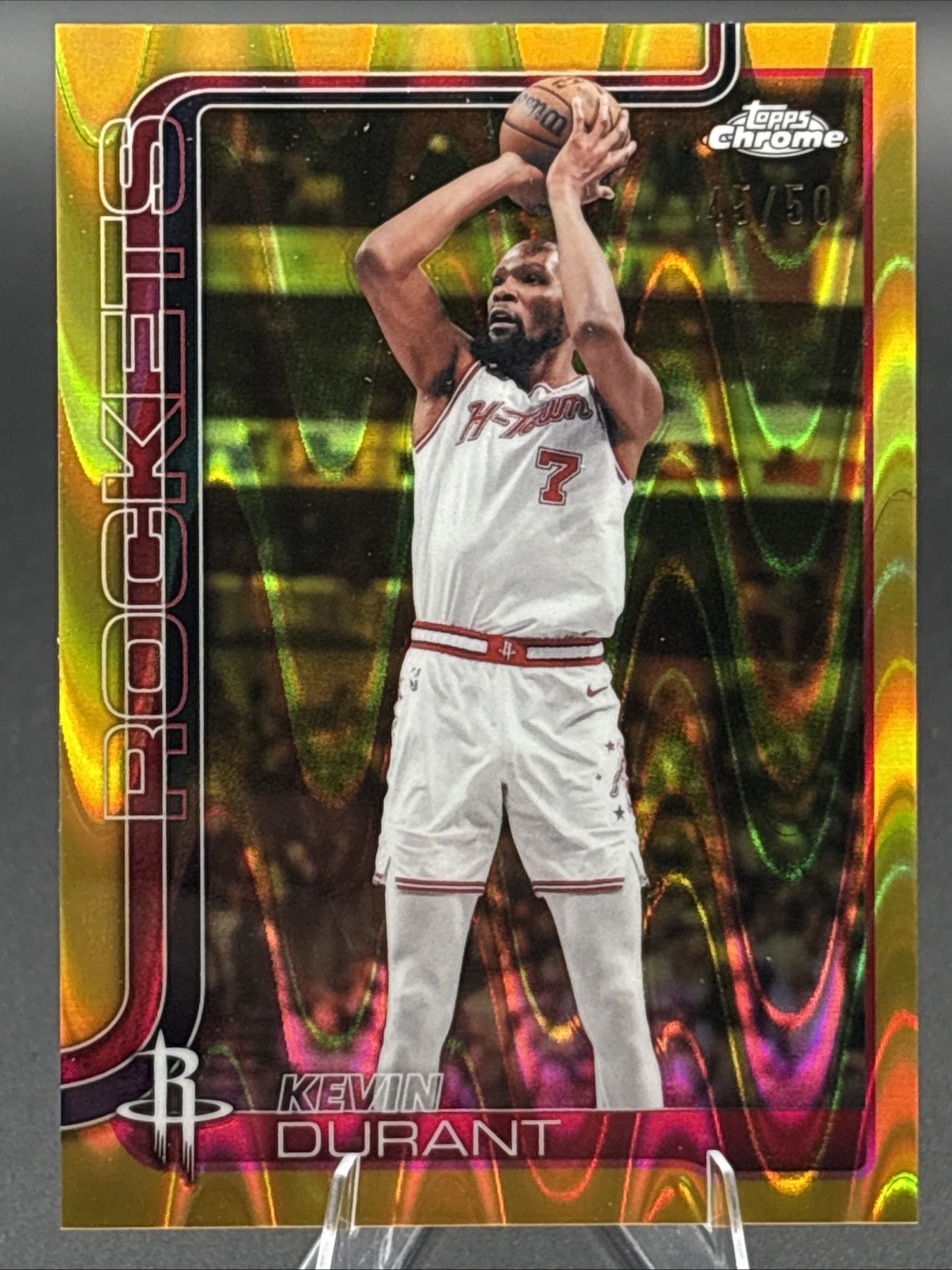 2025 Topps Chrome Update Kevin Durant Gold RayWave Refractor #/50