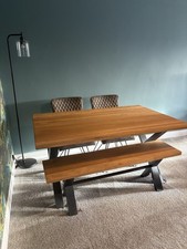 Fusion Dining Table with Bench & 2 Chairs - Industrial Style Extendable Dining