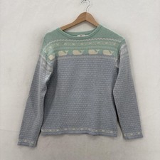 Vineyard Vines Whale Sweater Kids 14 Blue Green Cashmere Blend Knit Fair Isle