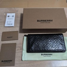 BURBERRY Black Monogram Long Wallet Italy Made Mens 16 Card Slots Box Pouch Auth