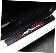 4Pcs Door Sill Protector Reflective 4D Carbon Fiber Sticker Decoration Door Red