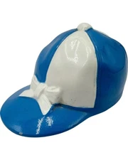 Vintage Equestrian Jockey Cap Bottle Opener Blue & White