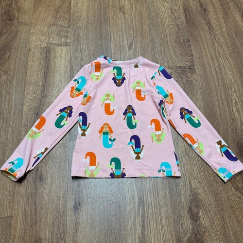 Hanna Andersson Girls Pink Long Sleeve Colorful Mermaid Rash Guard Size 5 - Picture 2 of 7