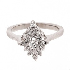 era diamond cocktail Retro Era Gold and Diamond Floral Spray Cocktail Ring — listing 4