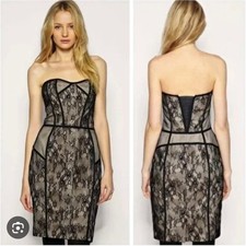 Reiss Babie Strapless Bustier Lace Dress NWT Black Size 10