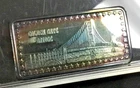 Golden Gate Bridge Wonders Of America Hamilton Mint Silver Bar Rainbow Toned
