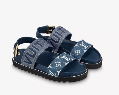 Louis Vuitton エスパドリーユサンダル ネイビー LOUIS VUITTON WOMEN'S PASEO FLAT COMFORT SANDAL. SIZE US 7.5 / LV