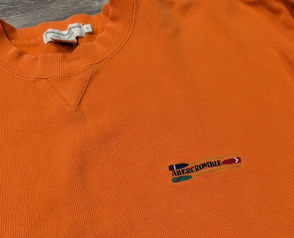 Vintage Orange Abercrombie Fitch Embroidered Oar Crewneck Sweatshirt Men's Large - Image 2 of 4