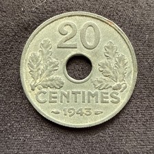 1943 France 20 Centimes • KM#999
