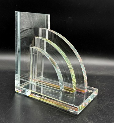 Max Studio Home Crystal Rainbow Bookend Modern Iridescent Glass Arc Sculpture