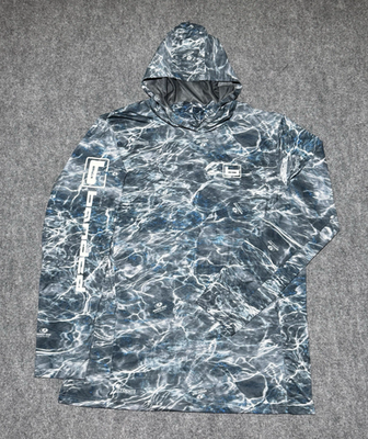 #ad Banded Fishing Hoodie Mossy Oak Elements Aqua 2XL Blue Camo Neck Cover Face Mask $37.36