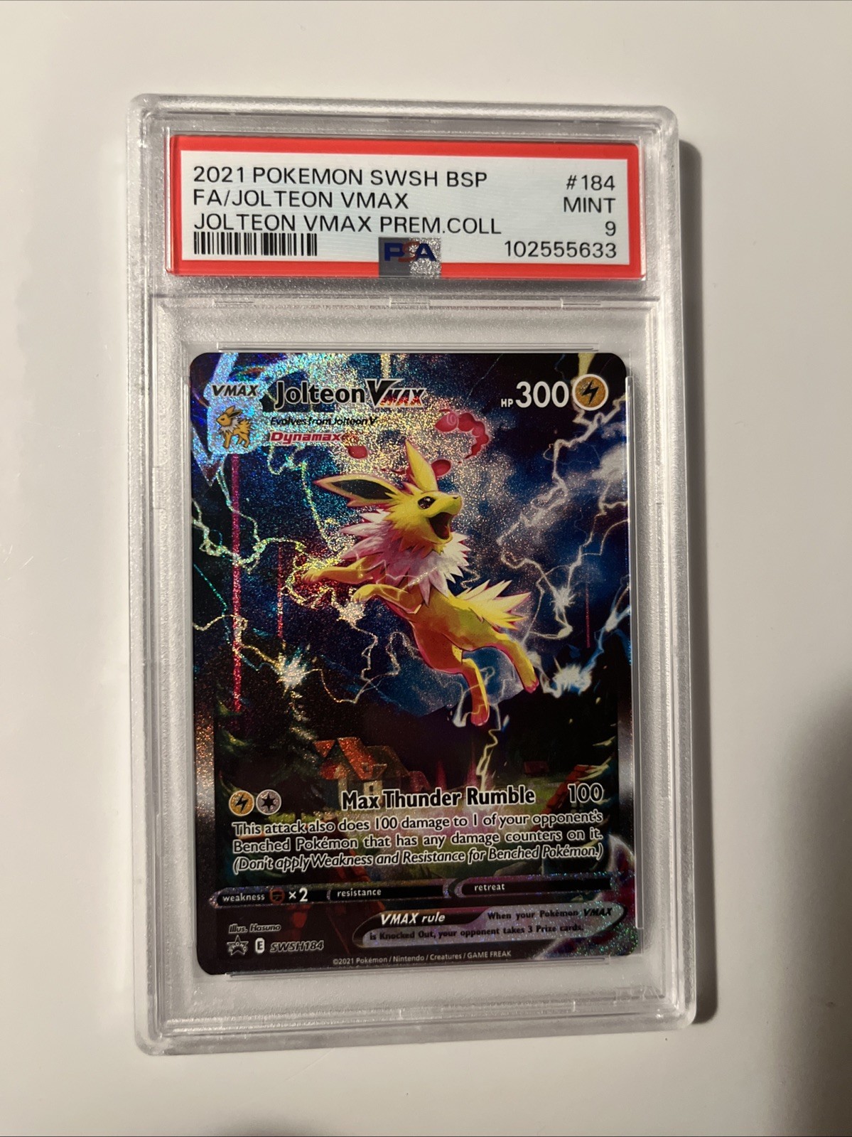 2021 POKEMON SWSH BLACK STAR PROMO #184 FULL ART/JOLTEON VMAX PSA 9