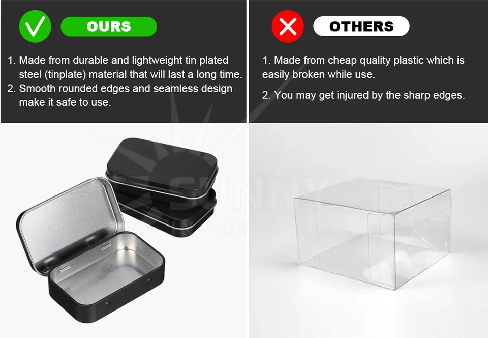 Metal Hinged Tin Box Container Blank Portable Small Storage Container Case - image 4 of 4