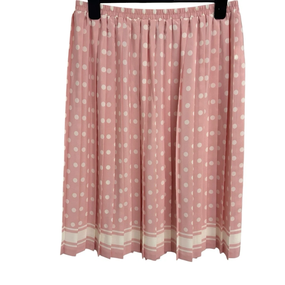 Vintage Leslie Fay Mujer Falda Plisada Rosa Lunares Talla 20WP Foto 2 de 4