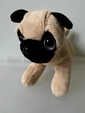 Paws Pug Dog Plush 9" Cream & Black Soft Toy Whitehouse Leisure Cuddly