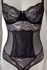 La Perla  Balconette Bodysuit ROMANCE Black 32C Retail $368