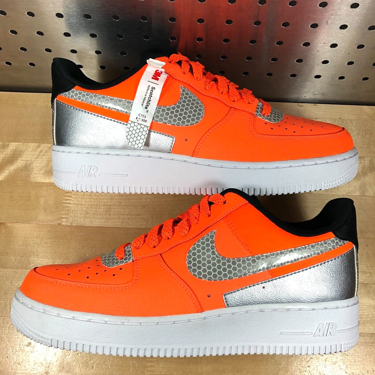 NEW NIKE AIR FORCE 1 '07 LV8 3M Total Orange Silver CT2299-800 Mens Sz 9