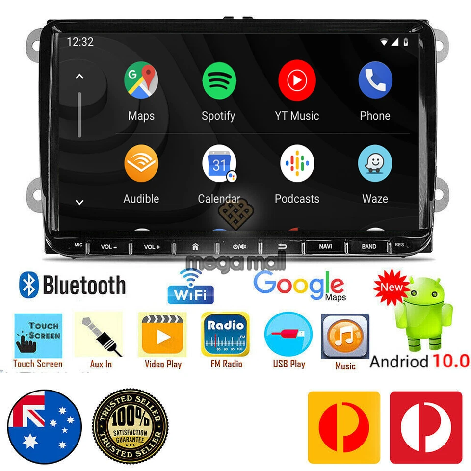 Unidade principal GPS estéreo para carro 9" Carplay Android 10.0 para VW Golf MK5 MK6 Caddy Jetta - Imagem 2 de 4