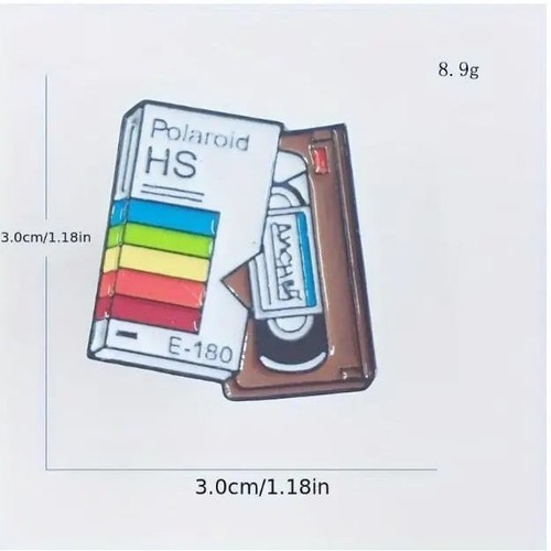 Video VHS Beta Max VCR Pin Player Retro 80's 90's Video Recorder Backpack Pin - Picture 2 of 2