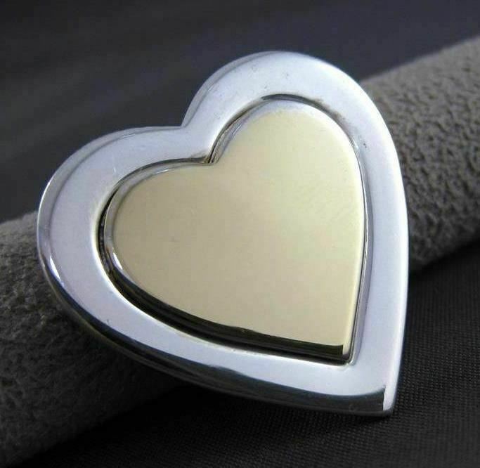Tiffany & Co Vintage Double Heart Pin Brooch 925 Sterling  Tiffany & Co Estate Heart Brooch Pin Silver TIF357 display picture 1