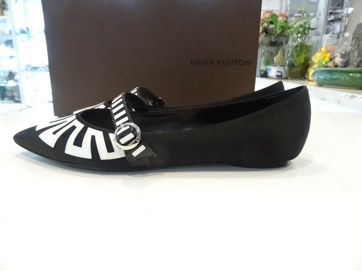【アクセント♡】★Louis Vuitton★ バレリーナ Louis Vuitton Balerina Black&White Satin&Patent Leather