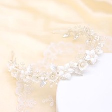 Wedding Headbands With Ceramic Flowers Bridal Wedding Headpieces For Women Gi...