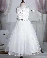 NWT White Flower Girl Dress Girl Pageant Dress Child Formal Gown Communion Dress