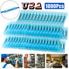 1000Pcs 14-16 Gauge Blue AWG Heat Shrink Butt Wire Connectors Crimp Terminals US