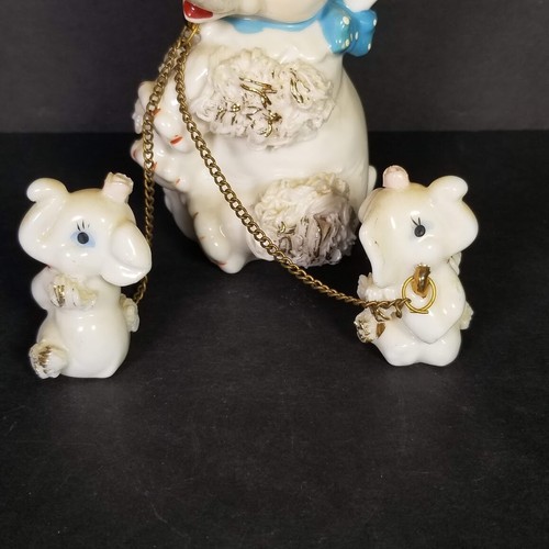 VTG Japan MCM TILSO Ceramic Spaghetti Mother Babies ELEPHANT Chain Figurine Cute - Picture 7 of 11