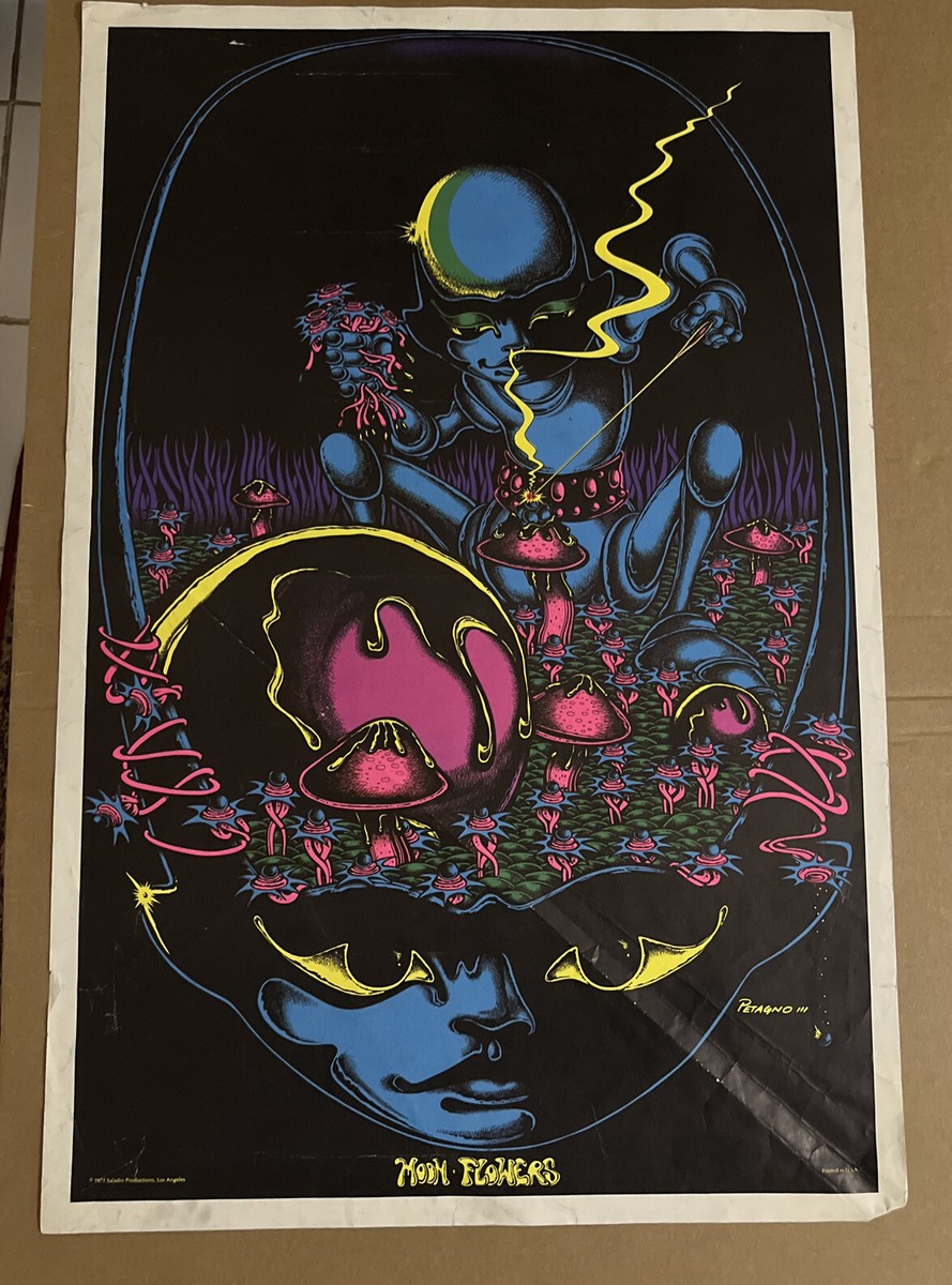 moon flowers blacklight poster vintage original joe petagno iii | eBay
