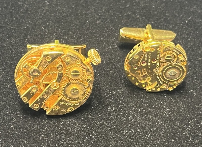 Vintage  Goldtone Watch Works Cufflinks Mismatched Size