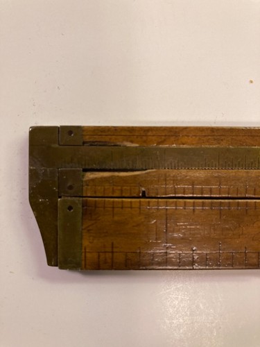 Vintage Stanley No. 36 Folding Ruler with Caliper Boxwood Brass rough condition - Picture 5 of 8