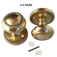 Image of Door Knobs Mortice Brass Georgian Interior Roped Edge Door Knob Set new